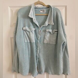 Oversized waffle knit shacket